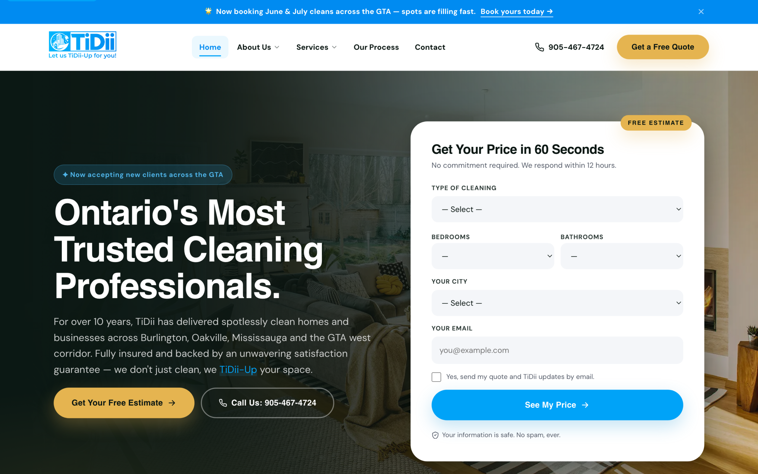 Tidii Cleaning — a brand-led services site